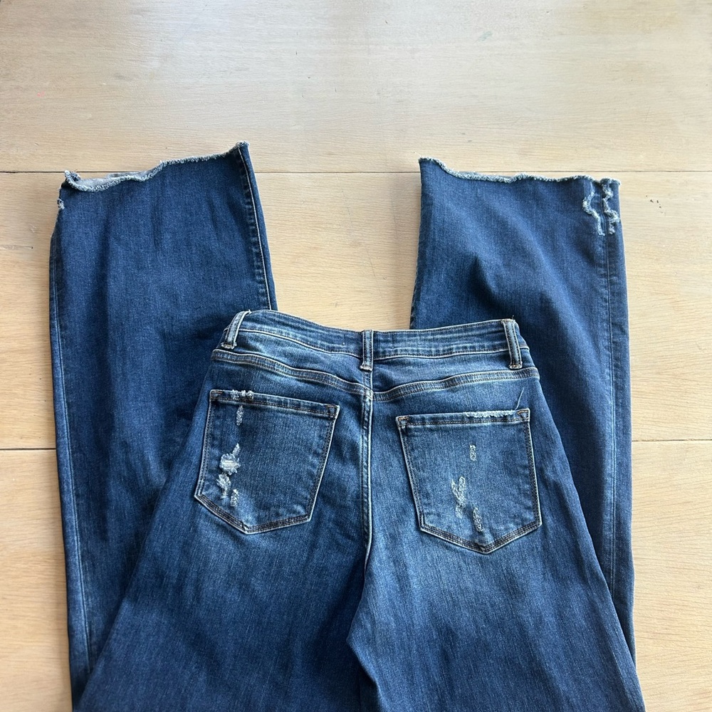 Flying Monkey Dark Blue Distressed Flare Jeans